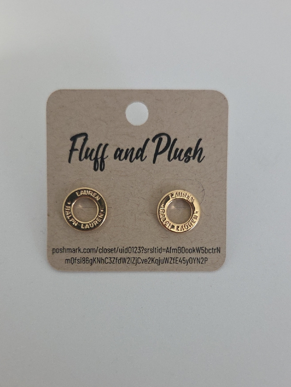 Ralph Lauren Gold Circular Logo Stud Earrings